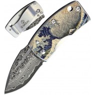 G. Sakai Money Clip Blue Wave Damascus gs11606