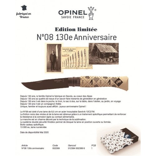 Opinel Inox nº 8 130 Anniversary Limited Edition 002399