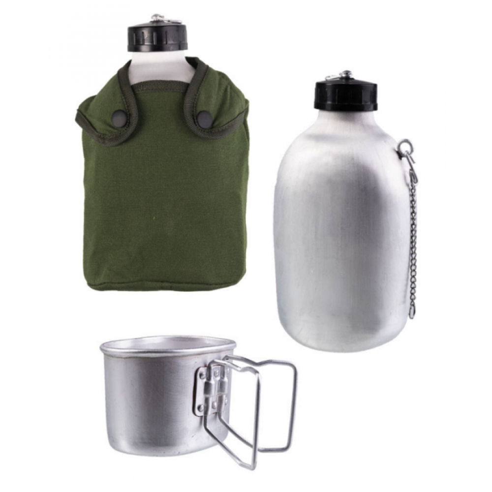 Afranti Cantina Ilitar De Acero Inoxidable 1QT Botella De Agua Portátil Del Ejército Con Taza