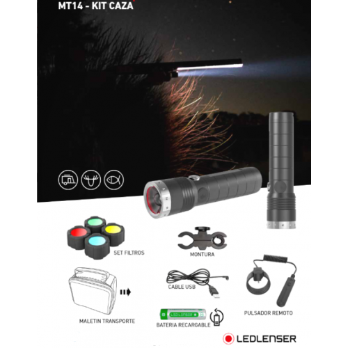 Led Lenser MT14 Linterna + Kit Caza 1000 lumens