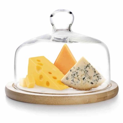 Ibili Glass Cheese Dish with Wooden Base 715520 Ibili Glass Cheese Dish with Wooden Base 715520