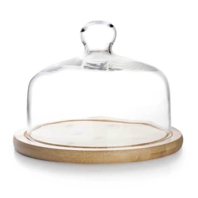 Ibili Glass Cheese Dish with Wooden Base 715520 Ibili Glass Cheese Dish with Wooden Base 715520