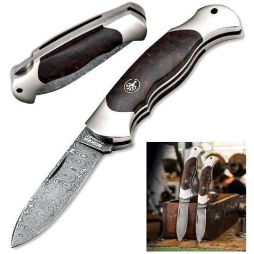 Boker Scout Spearpoint Curly Birch  Damascus 112202DAM