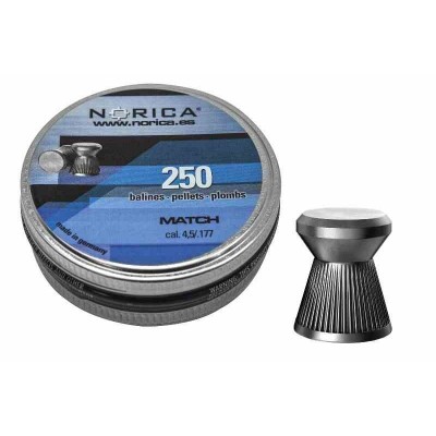 Norica Match 4.5 mm. Lata 250 unid. Norica Match 4.5 mm. Lata 250 unid.
