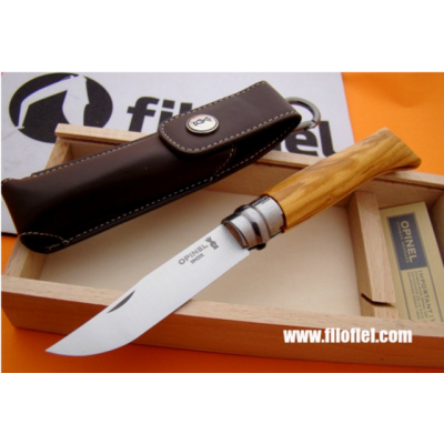 Opinel Stainless nº 8 Olive + Sheath + Box  001004 Opinel Stainless nº 8 Olive + Sheath + Box  001004