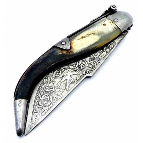 Antique Engraved Estaje Pocket Knife Souvenir from Burgos