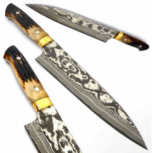 Takeshi Saji Gyuto Damascus Stag sjvg7