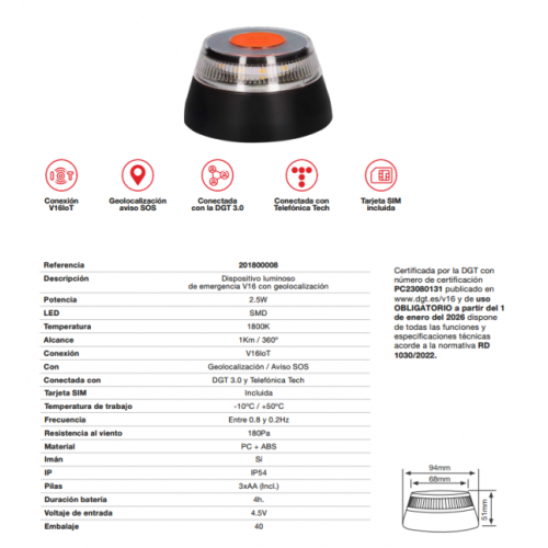 Baliza Emergencia Señalización V16 Geolocalización 201800008