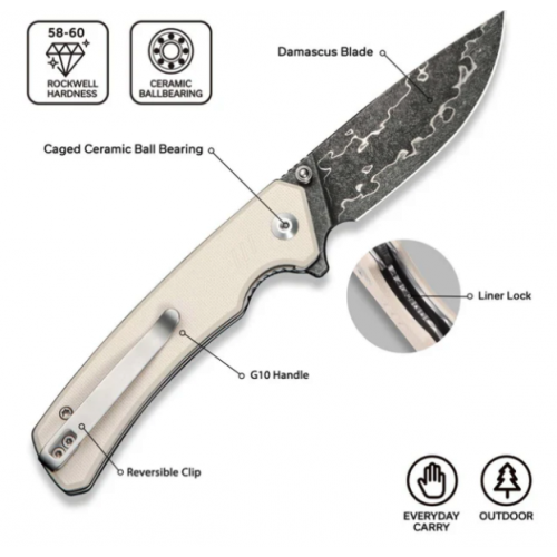 Civivi Merit Damascus Ivory civc24012ds1