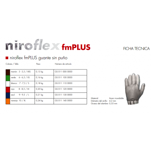 Niroflex FM Plus Guante Anticorte Malla Acero Talla S 1900.102