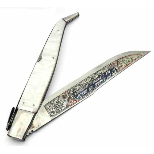 Navaja Española Carraca Antigua Grabada Nacarina 335