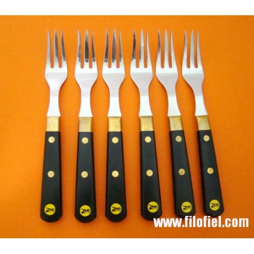 Set 6 Forks Chuleteros brass