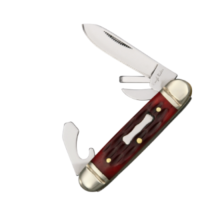 ROUGH RYDER MARLIN SPIKE KNIFE RED BONE 440 STAINLESS SHEEPSFOOT BLADE